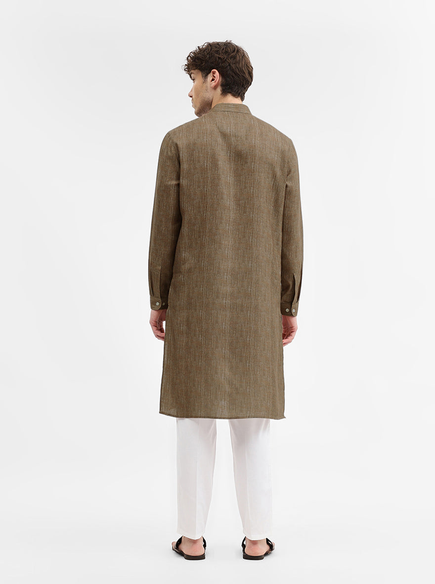 Brown Solid Modi Kurta | JadeBlue