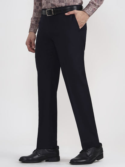 Blue Solid Regular Fit Formal Trouser | JadeBlue