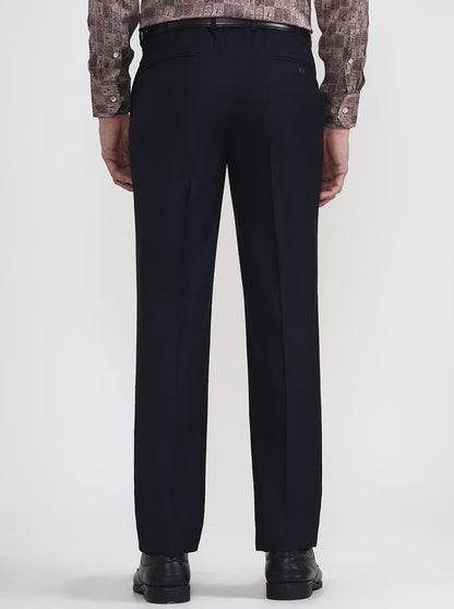 Blue Solid Regular Fit Formal Trouser | JadeBlue