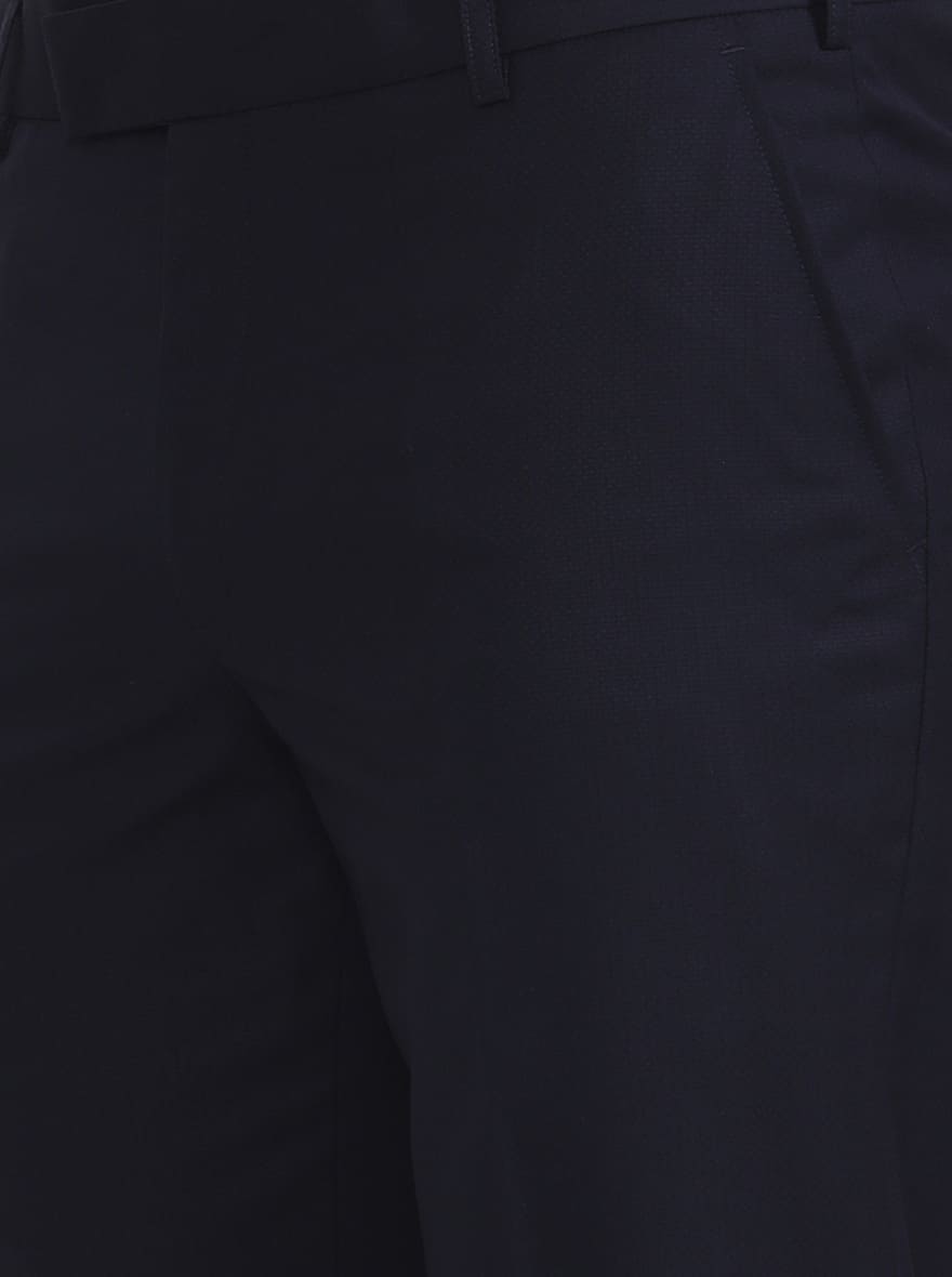 Blue Solid Regular Fit Formal Trouser | JadeBlue