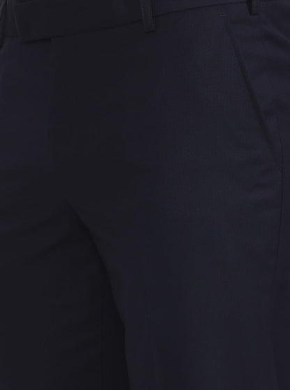 Blue Solid Regular Fit Formal Trouser | JadeBlue