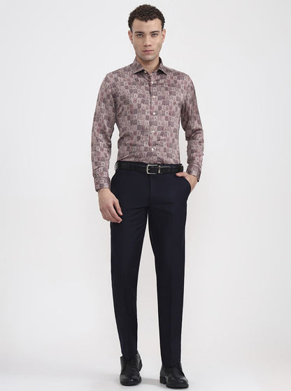 Blue Solid Regular Fit Formal Trouser | JadeBlue