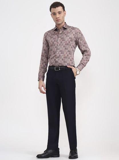 Blue Solid Regular Fit Formal Trouser | JadeBlue