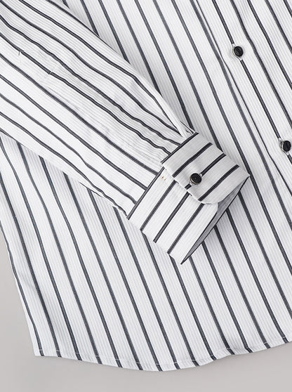 White Striped Slim Fit Party Wear Shirt | JB Studio
