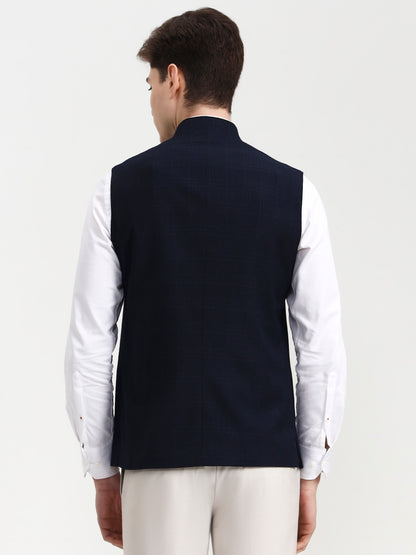 Navy Blue Solid  Modi Jacket | JadeBlue