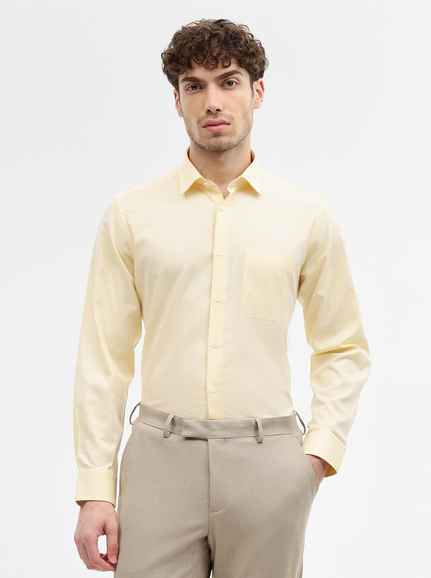 Yellow Dobby Slim Fit Formal Shirt | JadeBlue