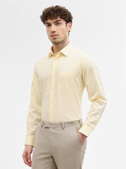 Yellow Dobby Slim Fit Formal Shirt | JadeBlue