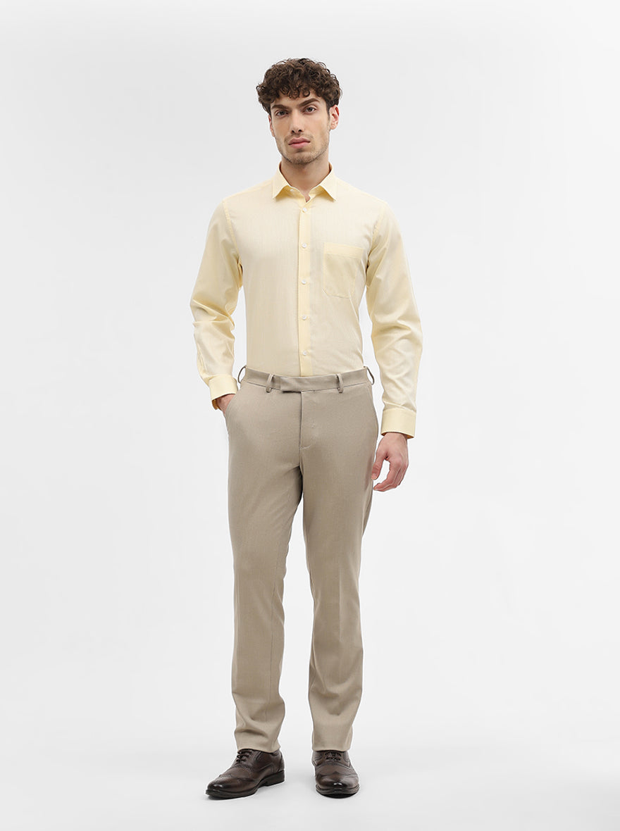 Yellow Dobby Slim Fit Formal Shirt | JadeBlue
