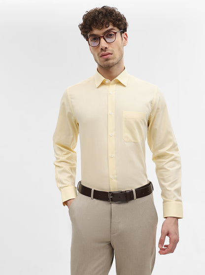 Yellow Dobby Slim Fit Formal Shirt | JadeBlue