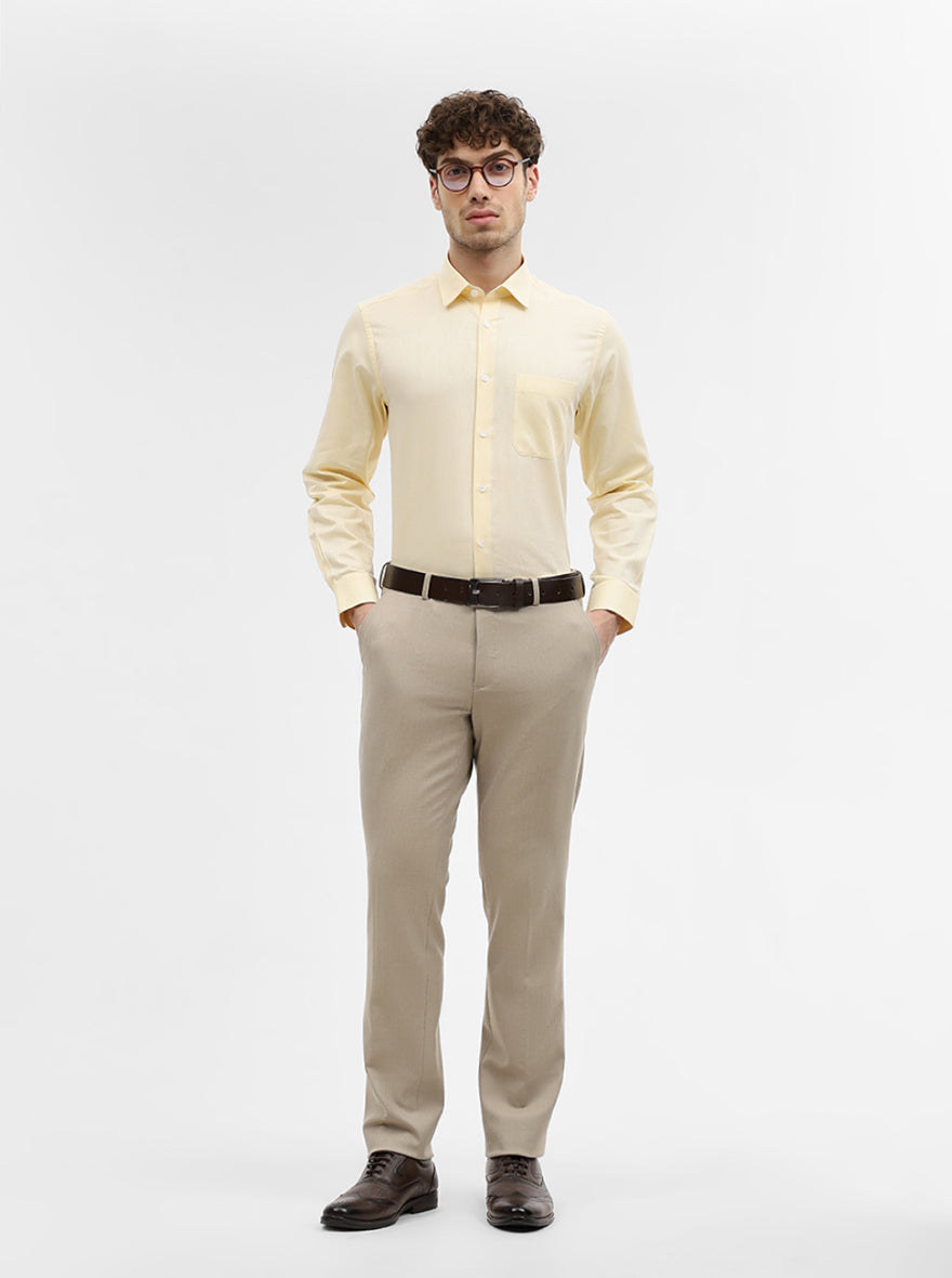 Yellow Dobby Slim Fit Formal Shirt | JadeBlue