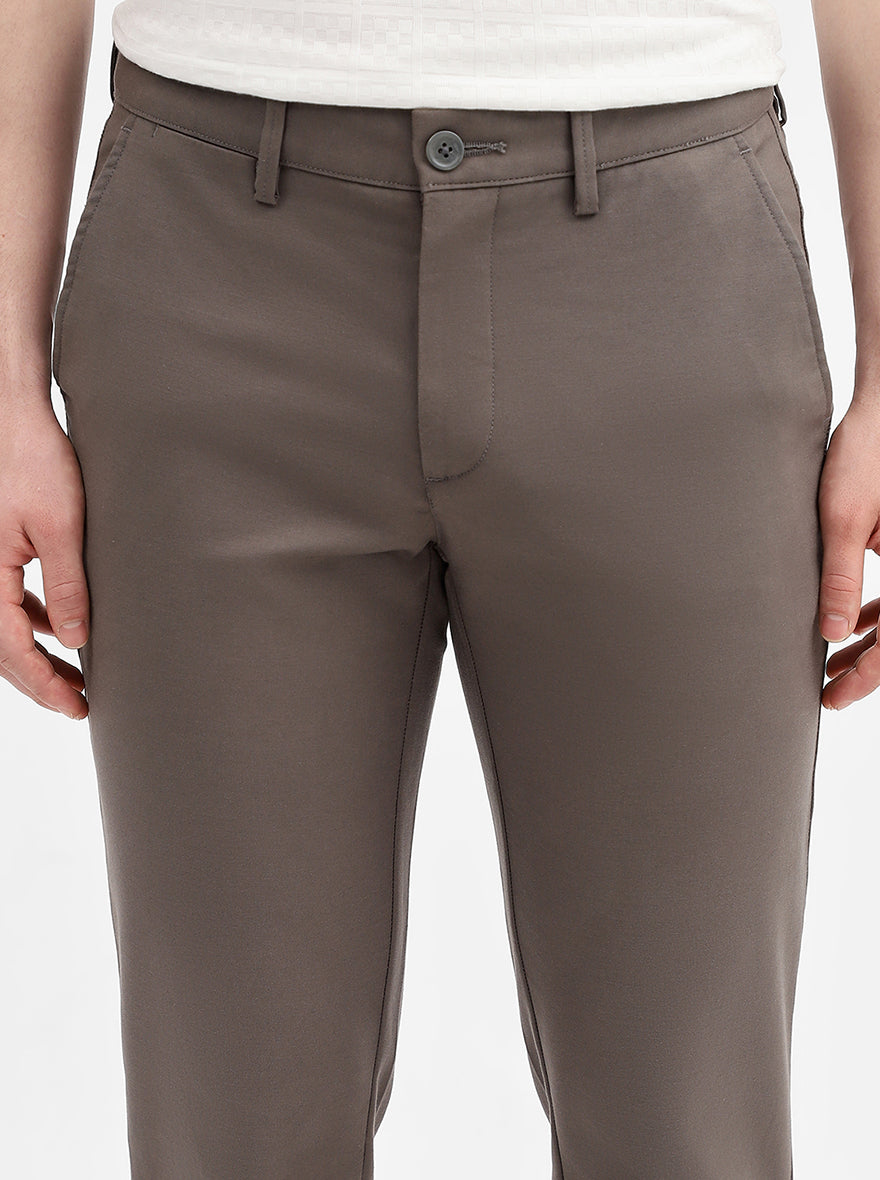 Grey Solid Uno Fit Casual Trouser | JadeBlue