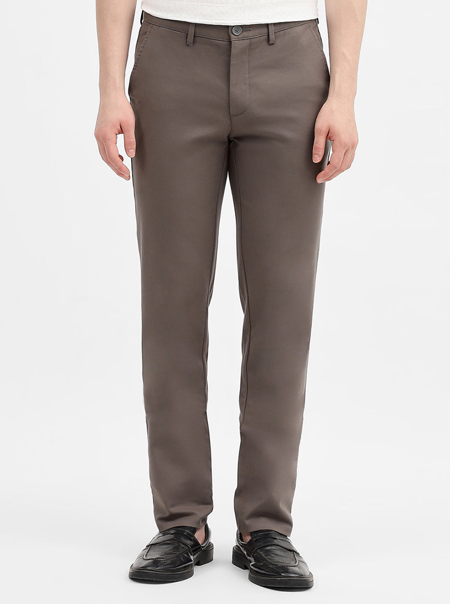 Grey Solid Uno Fit Casual Trouser | JadeBlue