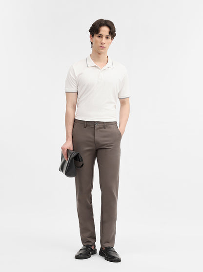 Grey Solid Uno Fit Casual Trouser | JadeBlue