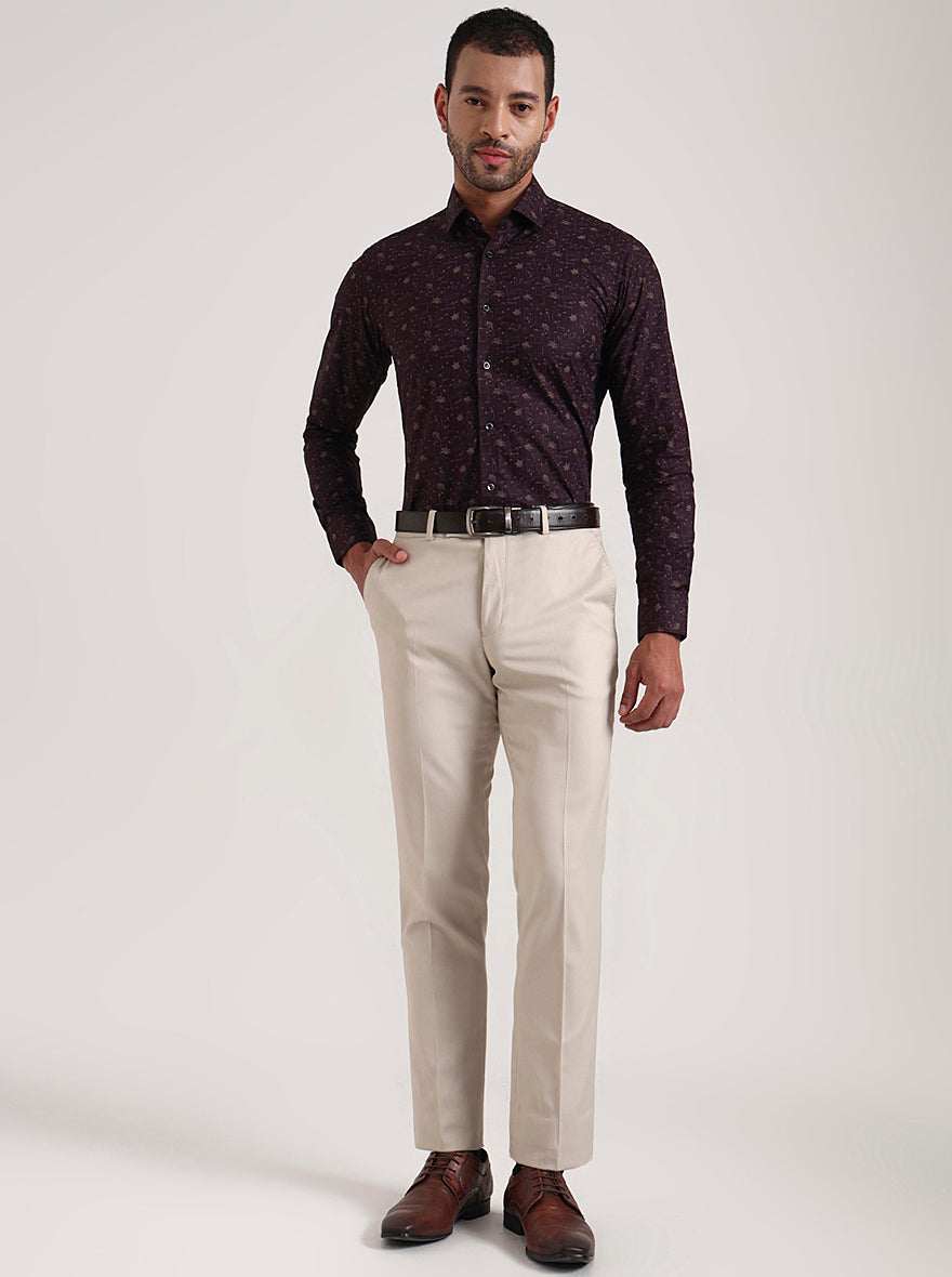 Maroon Printed Slim Fit Party Wear Shirt | Wyre