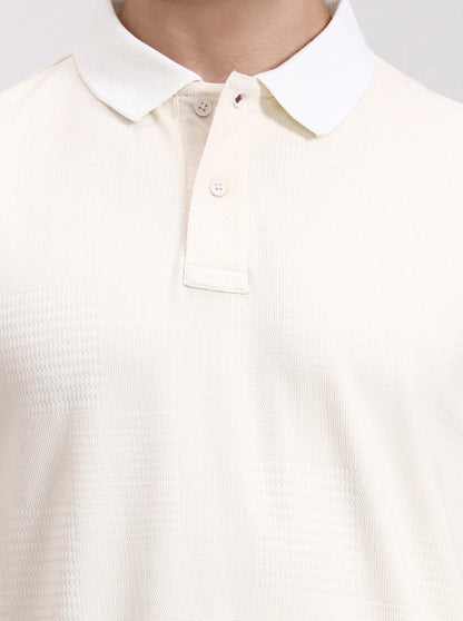 Cream Solid Slim Fit Polo T-Shirt | Greenfibre