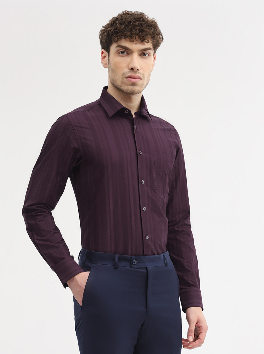 Maroon Checked Slim Fit Formal Shirt | JadeBlue Youth
