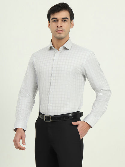 Grey Checked Regular Fit Formal Shirt | Greenfire