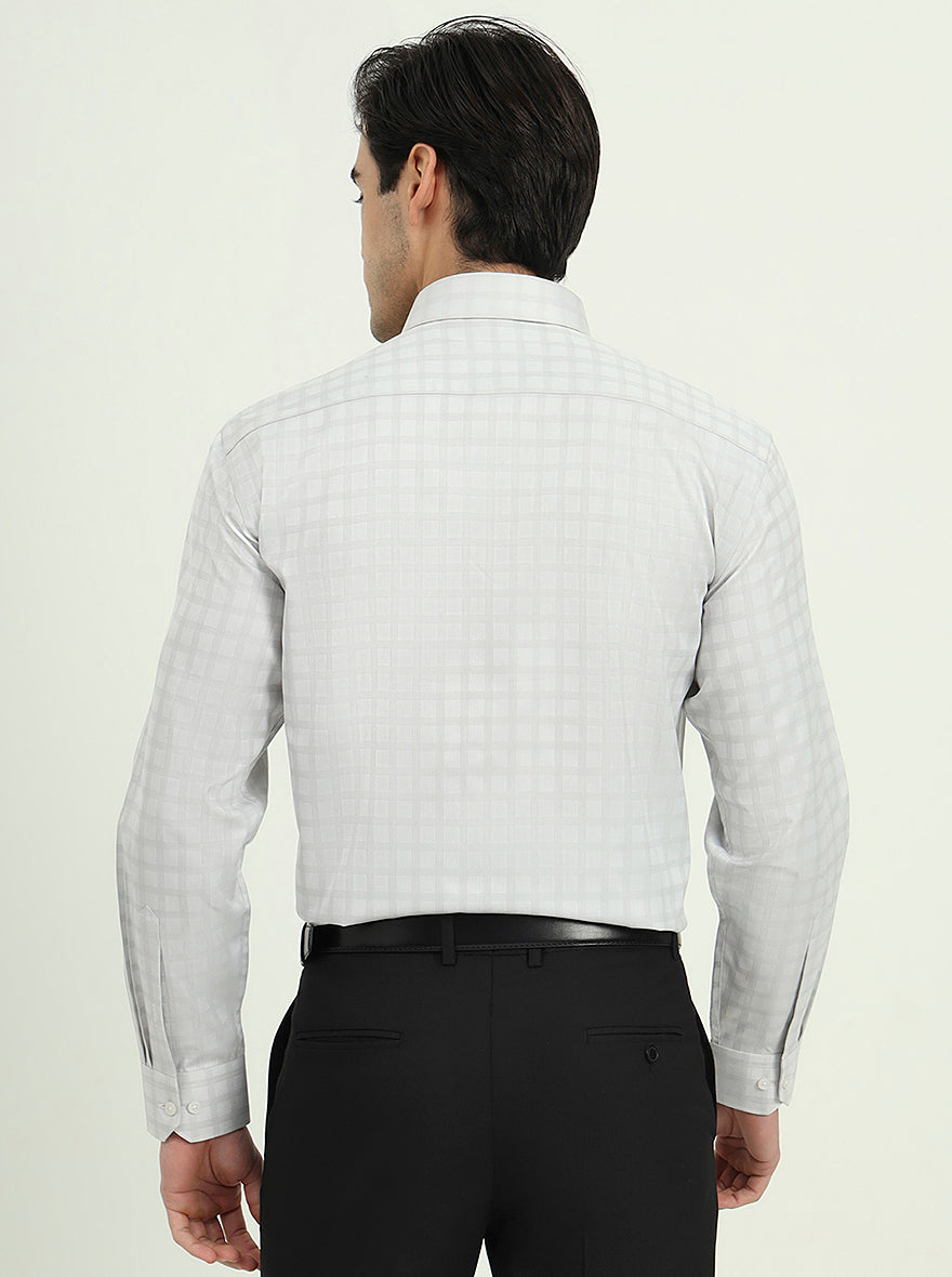 Grey Checked Regular Fit Formal Shirt | Greenfire
