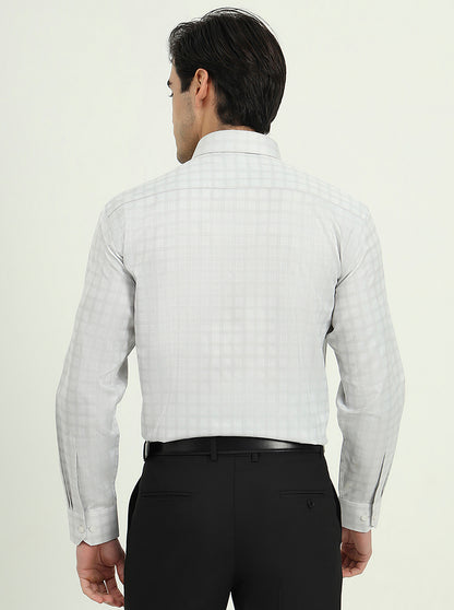 Grey Checked Regular Fit Formal Shirt | Greenfire