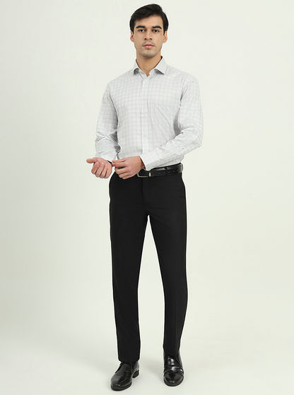 Grey Checked Regular Fit Formal Shirt | Greenfire