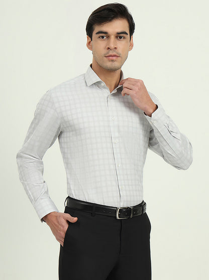 Grey Checked Regular Fit Formal Shirt | Greenfire