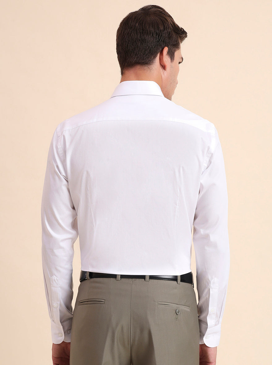 White Solid Slim Fit Formal Shirt | Metal