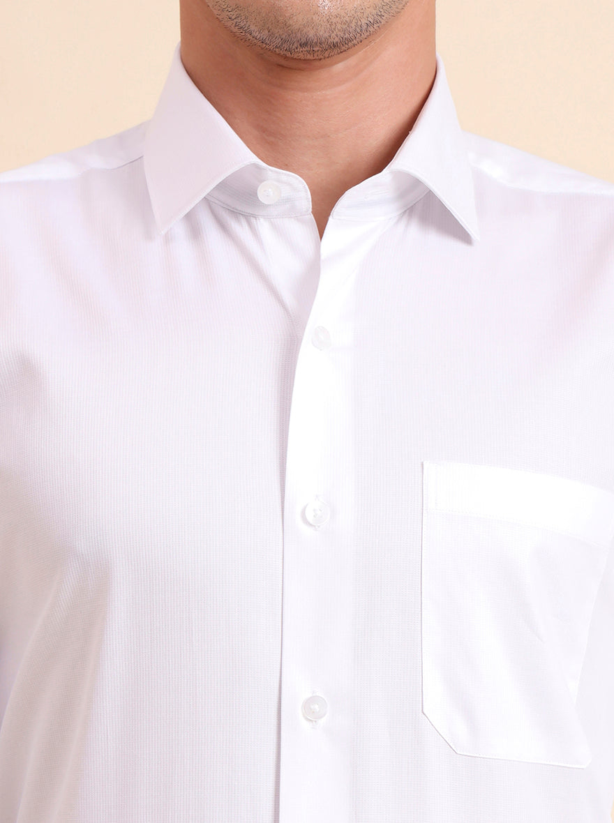 White Solid Slim Fit Formal Shirt | Metal