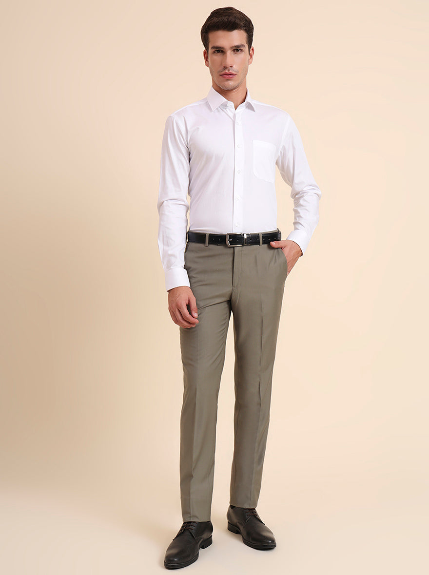 White Solid Slim Fit Formal Shirt | Metal