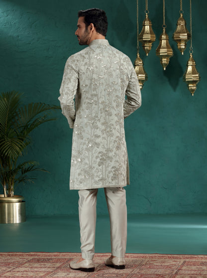 Sea Green Embroidered Kurta Pajama | TULA