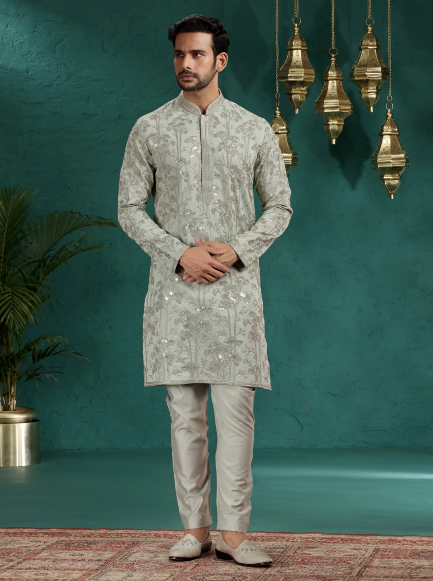 Sea Green Embroidered Kurta Pajama | TULA