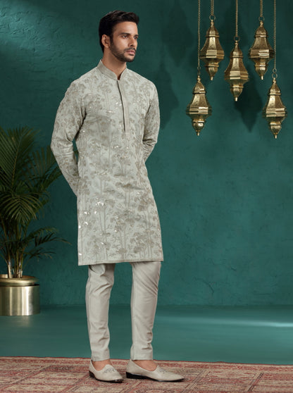 Sea Green Embroidered Kurta Pajama | TULA