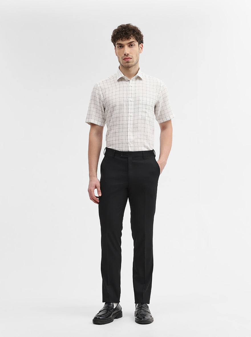White & Grey Solid Slim Fit Formal Shirt | JadeBlue