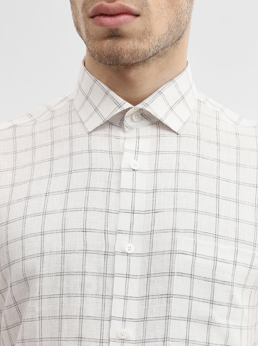 White & Grey Solid Slim Fit Formal Shirt | JadeBlue