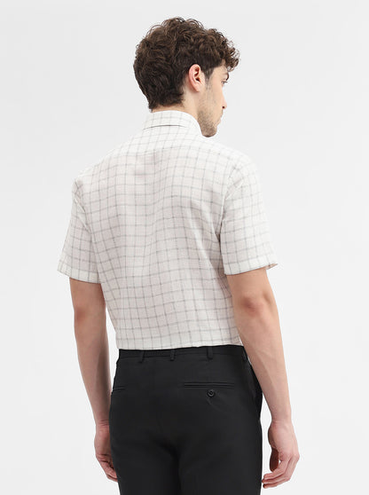 White & Grey Solid Slim Fit Formal Shirt | JadeBlue