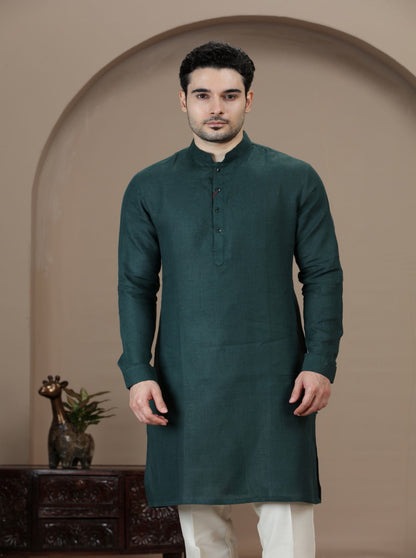 Teal Solid Kurta Pajama | Virasana