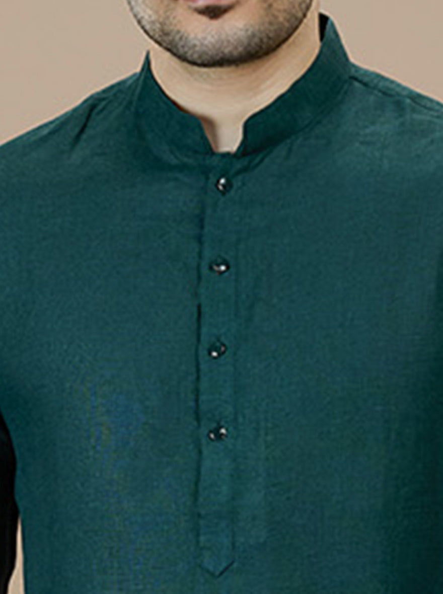 Teal Solid Kurta Pajama | Virasana