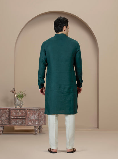 Teal Solid Kurta Pajama | Virasana