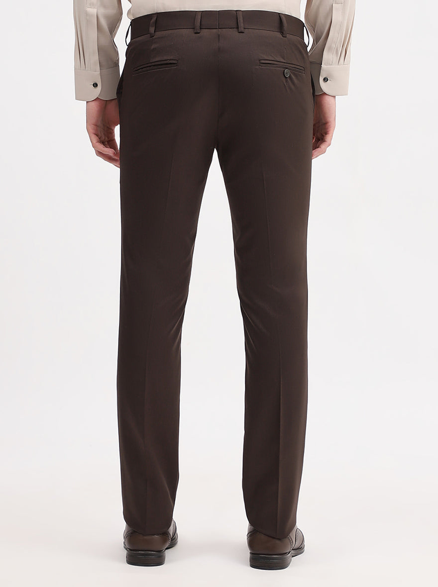 Brown Solid Slim Fit Formal Trouser | JadeBlue Super Luxe