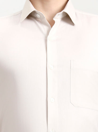 Cream Solid Regular Fit Formal Shirt | JadeBlue