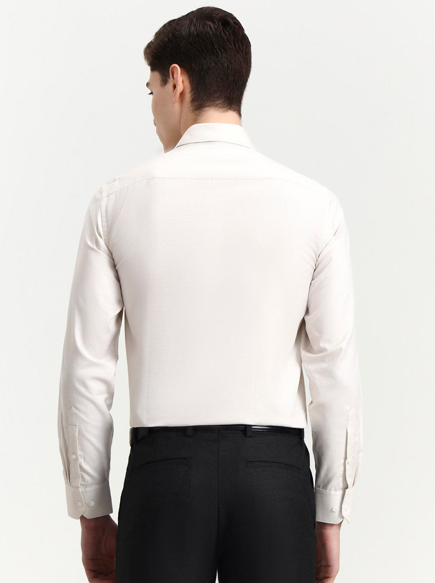 Cream Solid Regular Fit Formal Shirt | JadeBlue