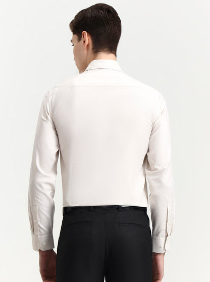 Cream Solid Regular Fit Formal Shirt | JadeBlue
