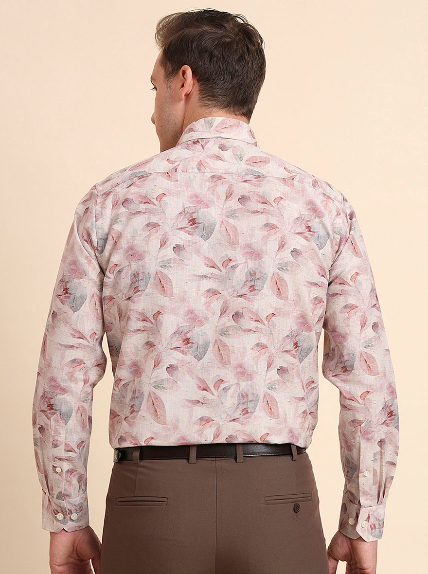 Dusty Pink Printed Regular Fit Formal Shirt | JadeBlue