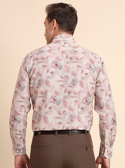 Dusty Pink Printed Regular Fit Formal Shirt | JadeBlue