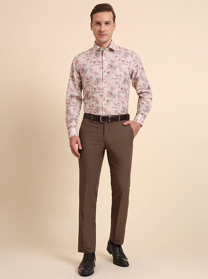 Dusty Pink Printed Regular Fit Formal Shirt | JadeBlue