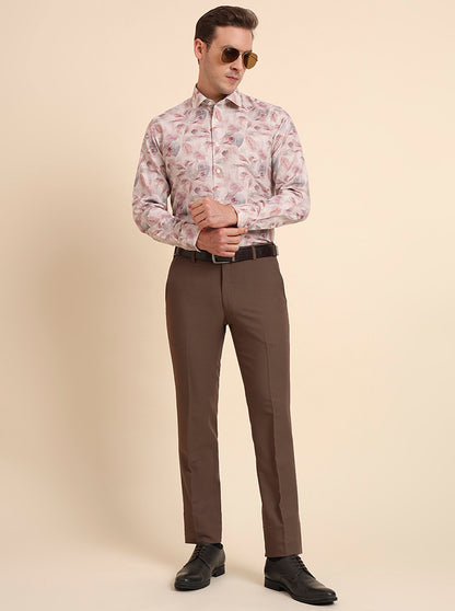 Dusty Pink Printed Regular Fit Formal Shirt | JadeBlue