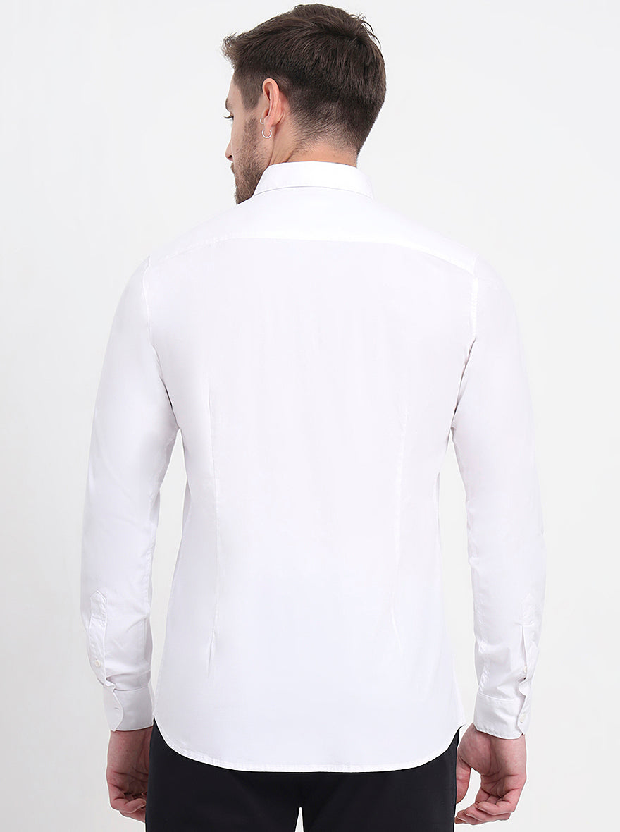 White Solid Slim Fit Casual Shirt | JadeBlue