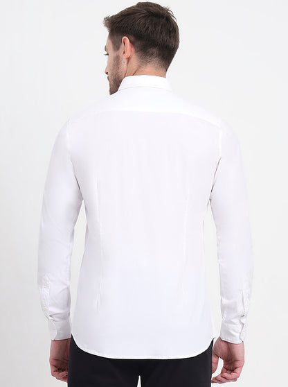 White Solid Slim Fit Casual Shirt | JadeBlue