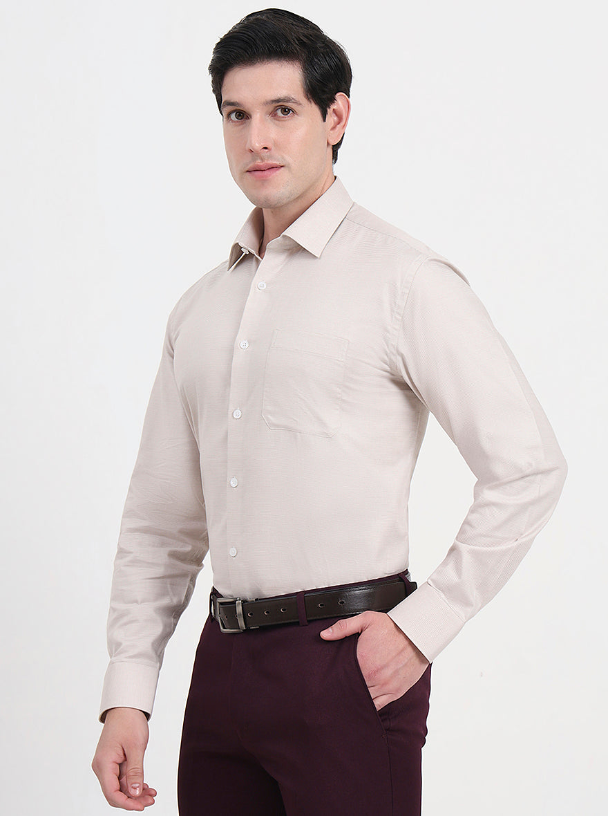 Fawn Solid Regular Fit Formal Shirt | JadeBlue