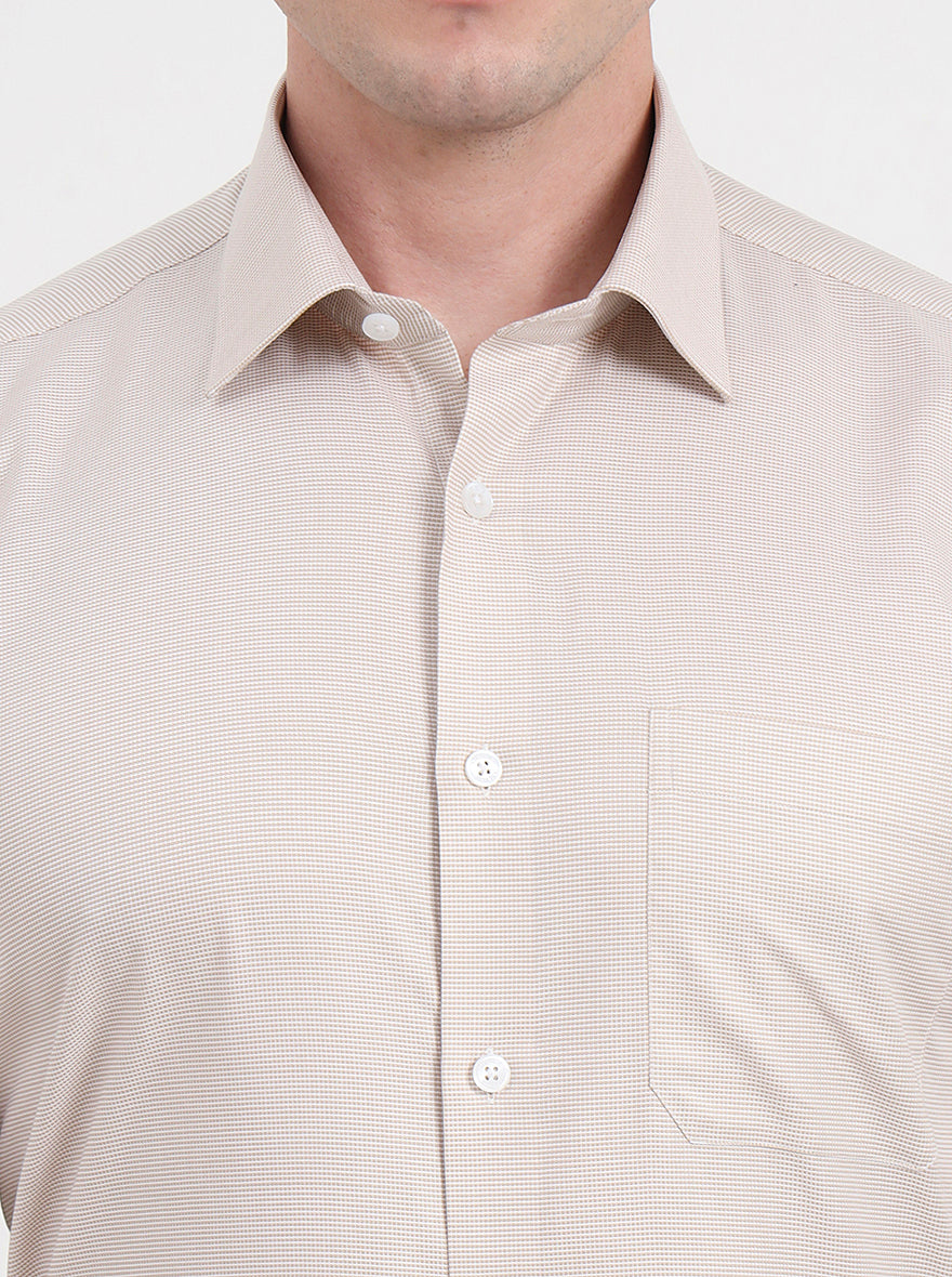 Fawn Solid Regular Fit Formal Shirt | JadeBlue