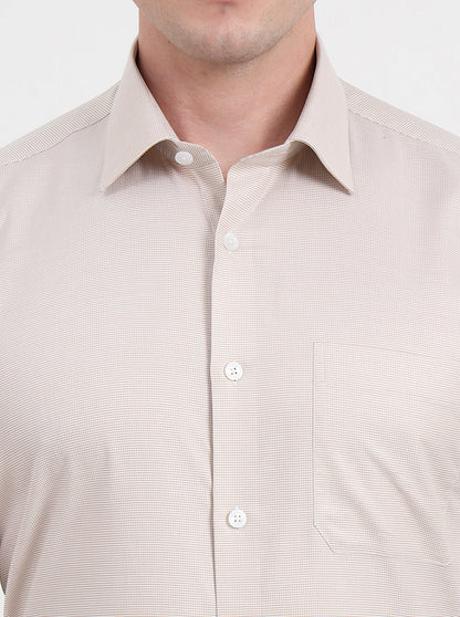 Fawn Solid Regular Fit Formal Shirt | JadeBlue